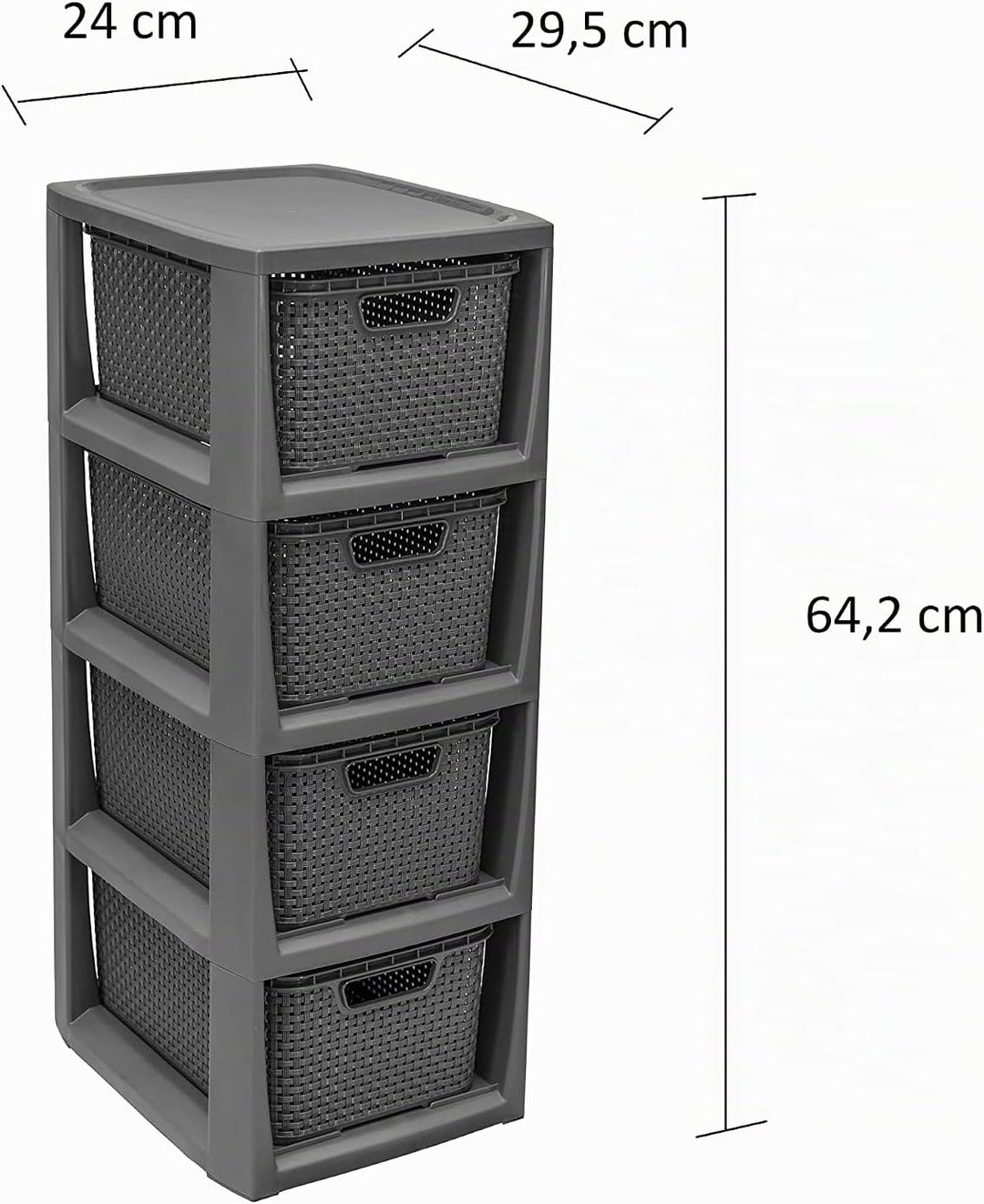 BranQ - Home essential 100% recycelt Kunststoff PP, Ökologisch, Regal in Rattan Design, 29,5 x 24 x