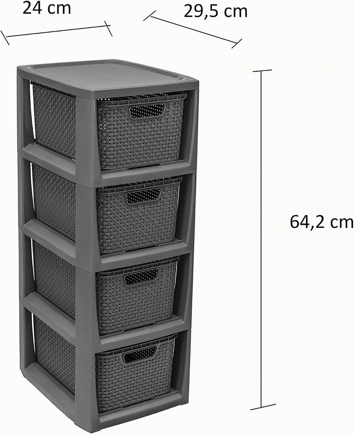 BranQ - Home essential 100% recycelt Kunststoff PP, Ökologisch, Regal in Rattan Design, 29,5 x 24 x
