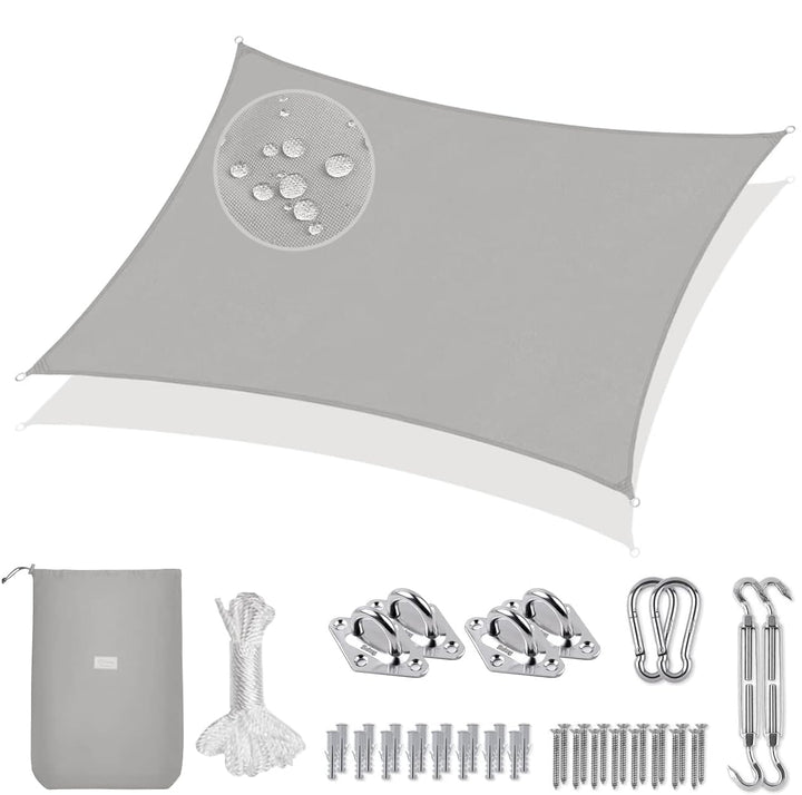 Sekey Sonnensegel Wasserdicht 2x3m Rechteckig mit Edelstahl Befestigungs Kit PES Polyester, Sonnensc