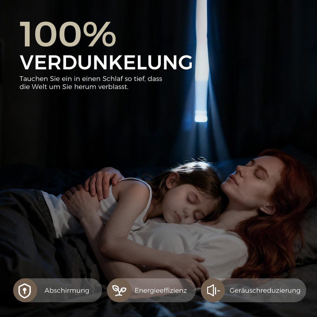 100% Verdunklungsvorhänge Thermovorhänge Kälteschutz Gardinen mit Kräuselband 175 x 140 cm (HxB) 2er
