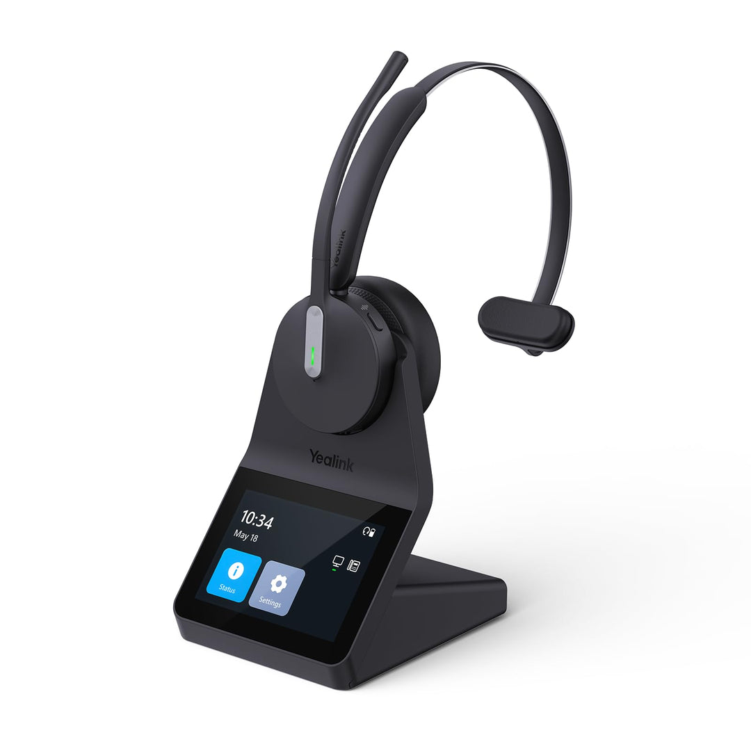 Yealink WH64 Pro DECT & Bluetooth Wireless Headset, 3.5" Touchscreen, Mono Kabelloses Headset, 185 m