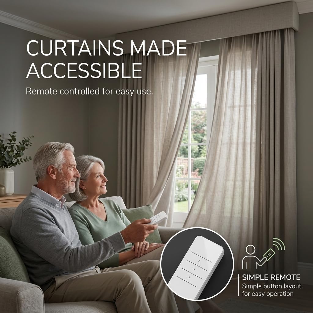 Quoya QL600 Smartes Elektrisches Vorhangschienensystem - Motorisiert, Anpassbare Länge (bis zu 7m),