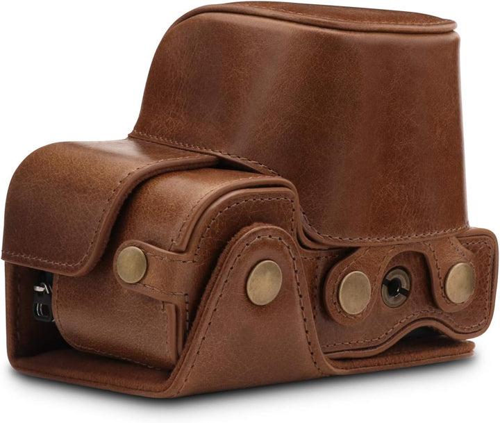 MegaGear Ever Ready Kameratasche aus echtem Leder, kompatibel mit Sony Alpha A6100, A6400 (16–50 mm)