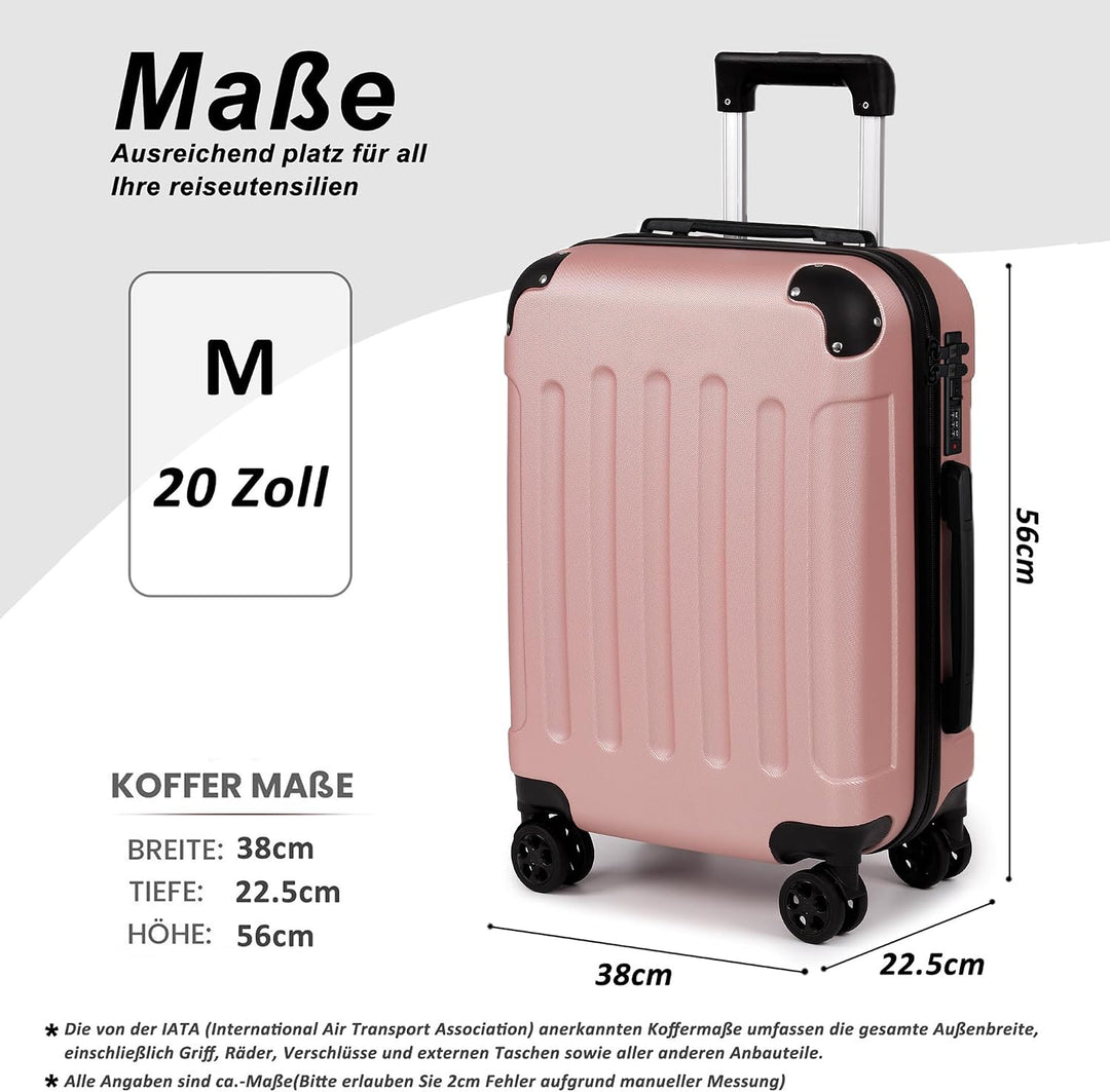 TAN.TOMI Koffer Hartschalenkoffer, Koffer Handgepäck Trolley Koffer Handgepäck, Reisekoffer mit Roll