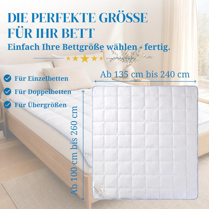 PROCAVE TopCool 4 Jahreszeiten Qualitäts-Bettdecke mit Druckknöpfen für Winter und Sommer | Soft-Kom