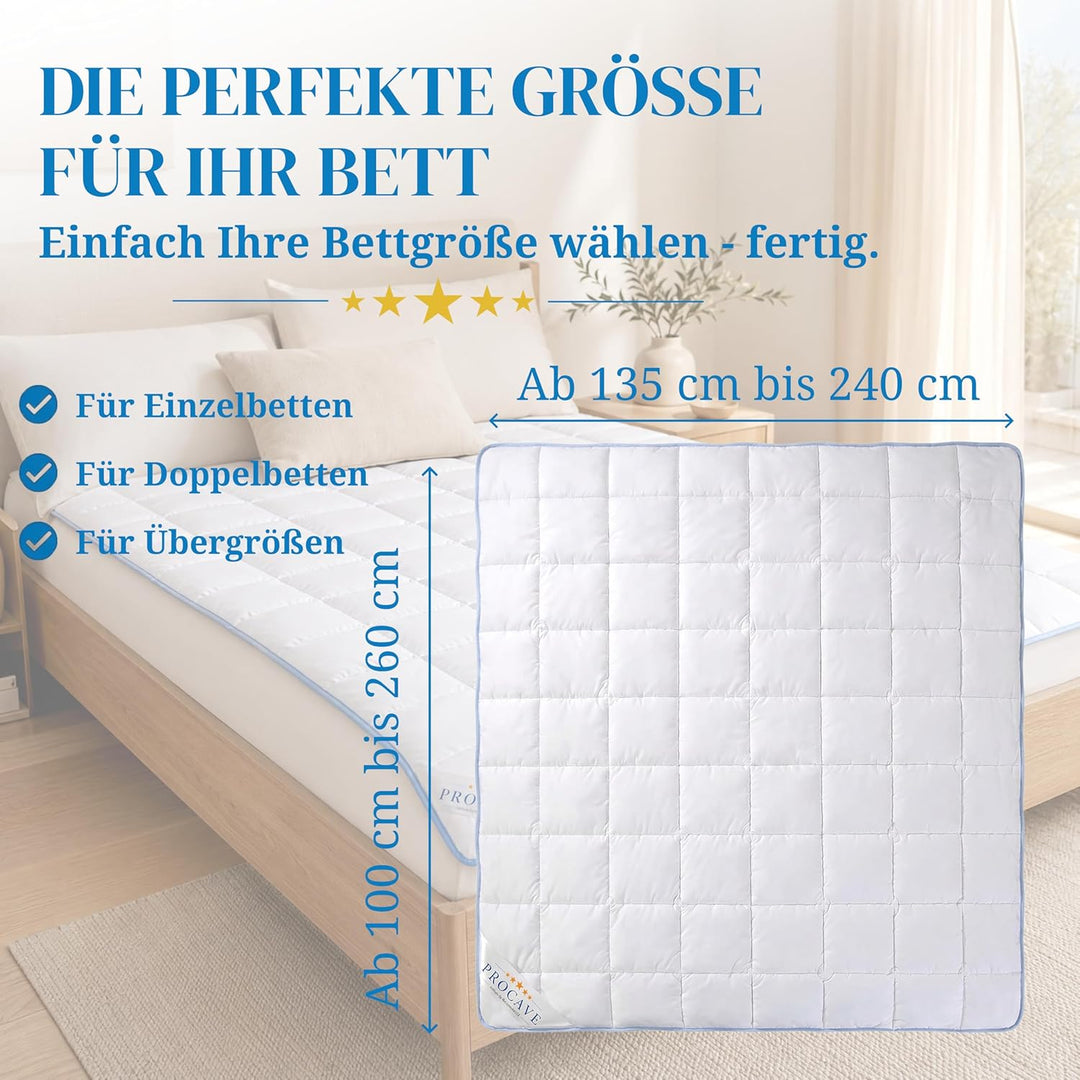 PROCAVE TopCool 4 Jahreszeiten Qualitäts-Bettdecke mit Druckknöpfen für Winter und Sommer | Soft-Kom