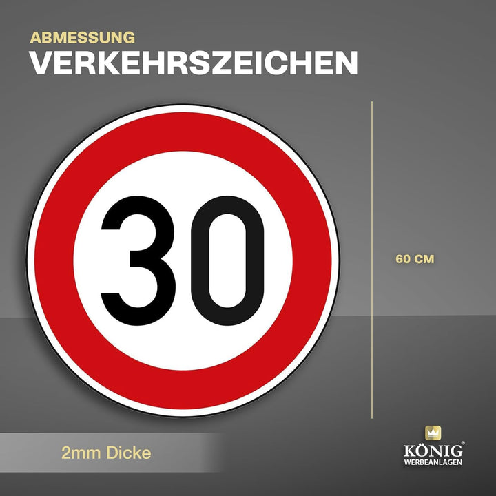 Verkehrszeichen Zulässige Höchstgeschwindigkeit 30 Nr. 274-30 | Ø 600mm, Alu 2mm, RA1 | Original Ver
