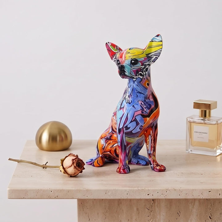 suruim Bunt Chihuahua Figur Deko, Bulldogge, Chihuahua, Hund, Statue, Wohnzimmer, Ornamente, Haus, E