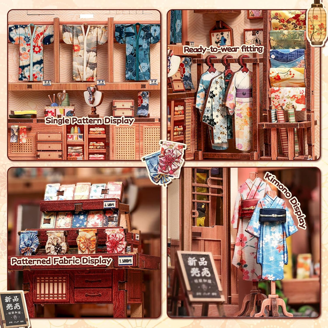 Fsolis Book Nook Kit - Japanisches Miniatur-Puppenhaus, 3D-Holz-Bastelset für Erwachsene, Bücherrega