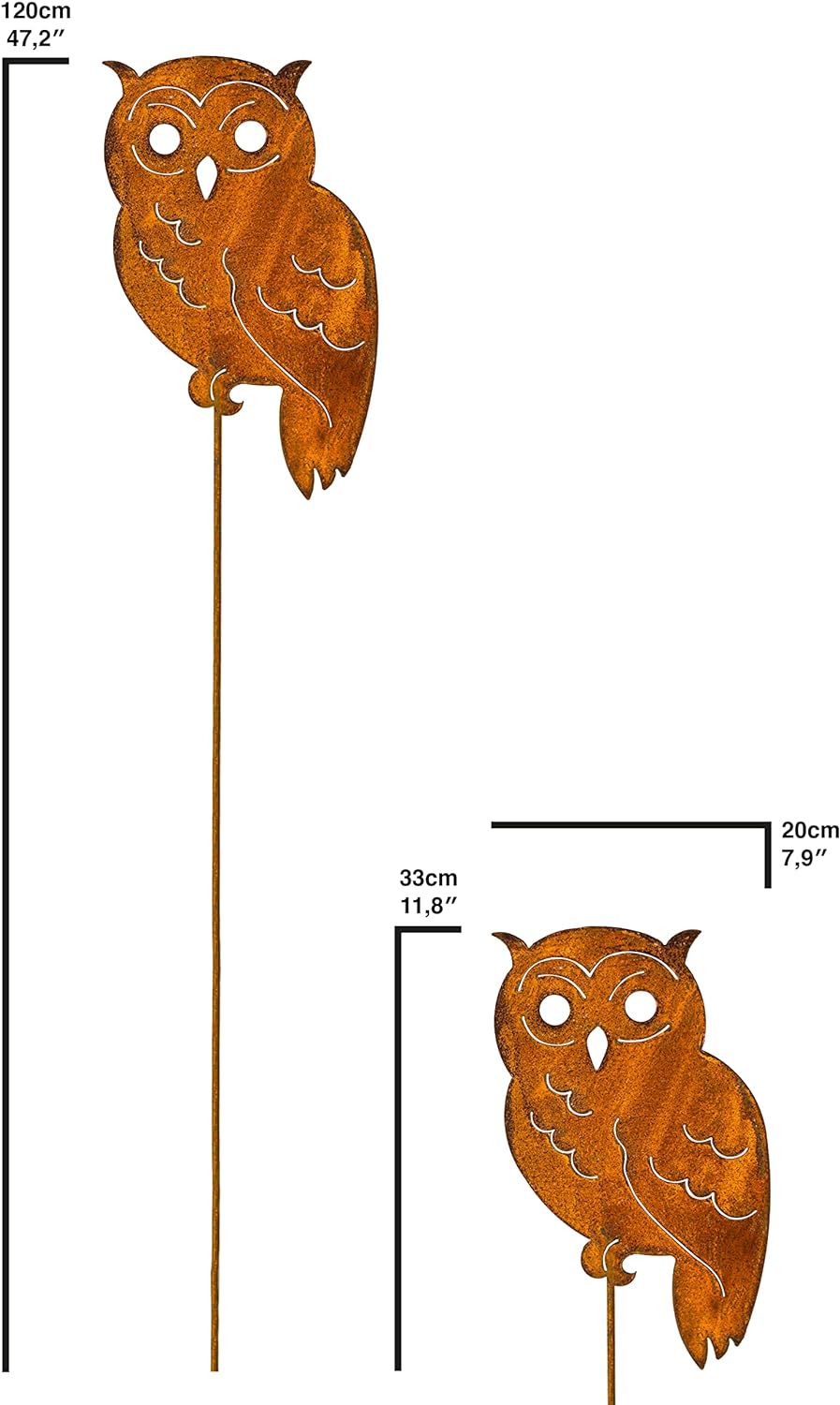 Blümelhuber Eule Rost Deko für den Garten - Metall Edelrost Gartenstecker Eulen Figur auch für den B