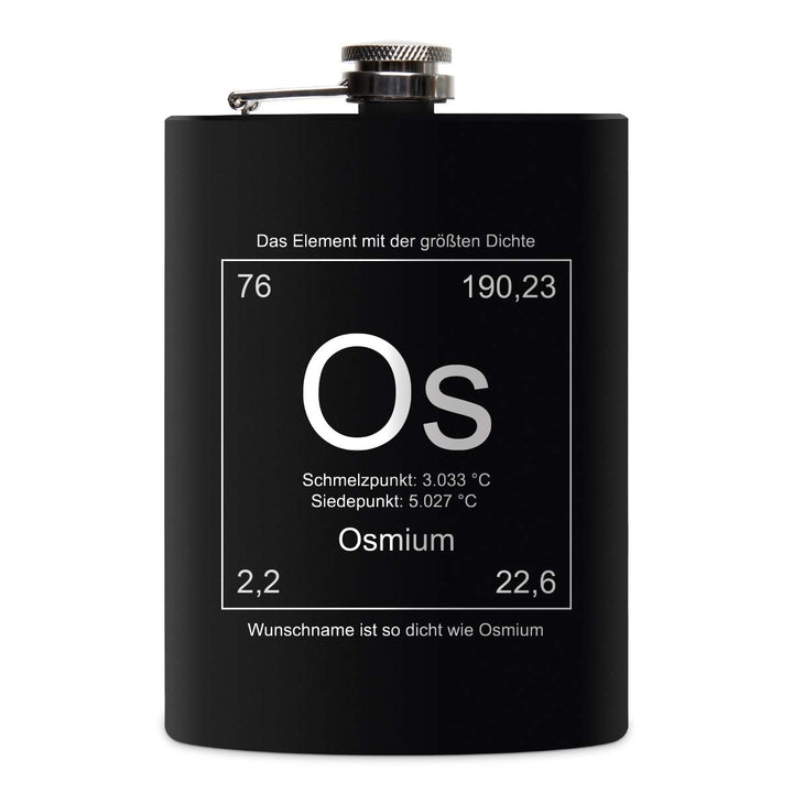 Flachmann Edelstahl Schwarz Matt 237 ml 8 oz individuelle Gravur in Silber - Grösste Dichte, Grösste