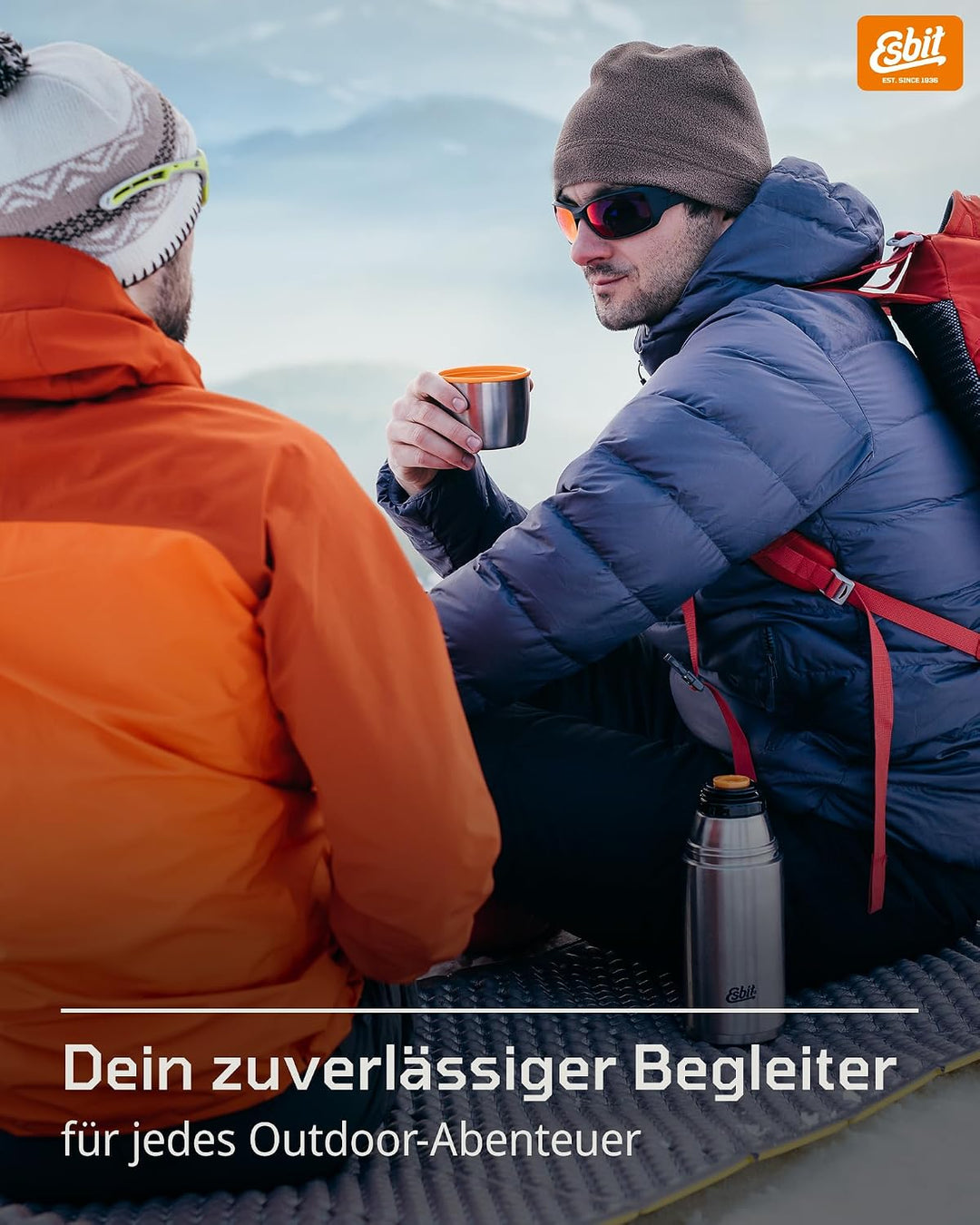 Esbit Classic Isolierflasche 500ml - Thermoskanne für warm &amp; kalt - Thermosflasche mit 2 Bechern - T