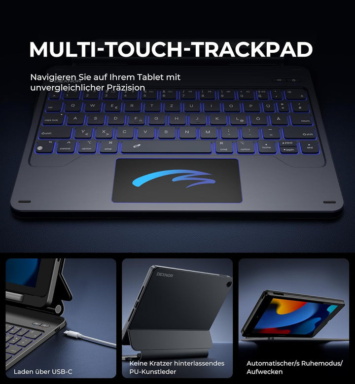 Dexnor Tastatur Hülle für iPad 10.2 Zoll 9/8/7 Generation, für iPad 9. Generation Hülle mit Tastatur