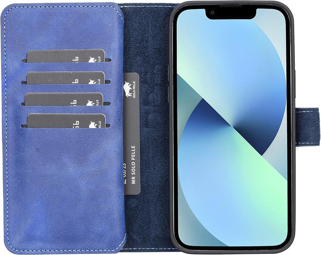 Solo Pelle Lederhülle kompatibel für iPhone 13 in 6.1 Zoll abnehmbare Hülle (2in1) Harvard Double in