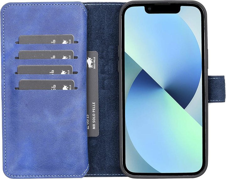 Solo Pelle Lederhülle kompatibel für iPhone 13 in 6.1 Zoll abnehmbare Hülle (2in1) Harvard Double in