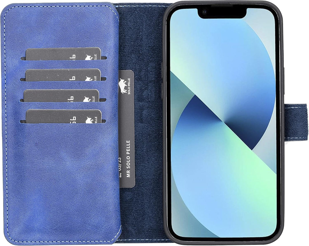 Solo Pelle Lederhülle kompatibel für iPhone 13 Pro in 6.1 Zoll abnehmbare Hülle (2in1) Harvard Doubl