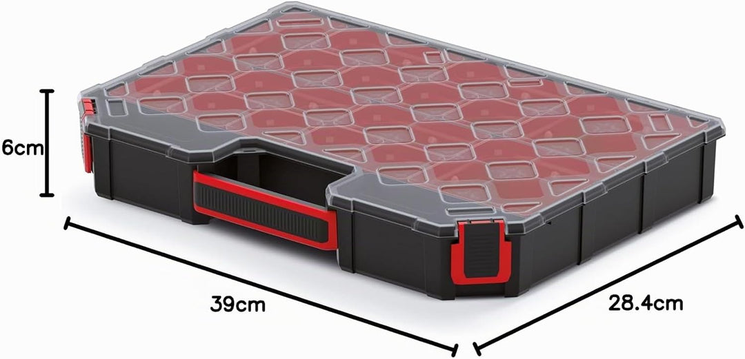 Sortimentskasten 390x284x60 mm - Sortierkasten Kleinteile mit 12 Einsatzboxen - Zubehörbox - Schraub