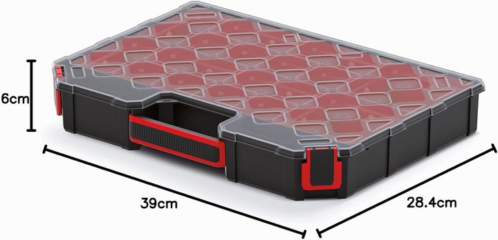 Sortimentskasten 390x284x60 mm - Sortierkasten Kleinteile mit 12 Einsatzboxen - Zubehörbox - Schraub