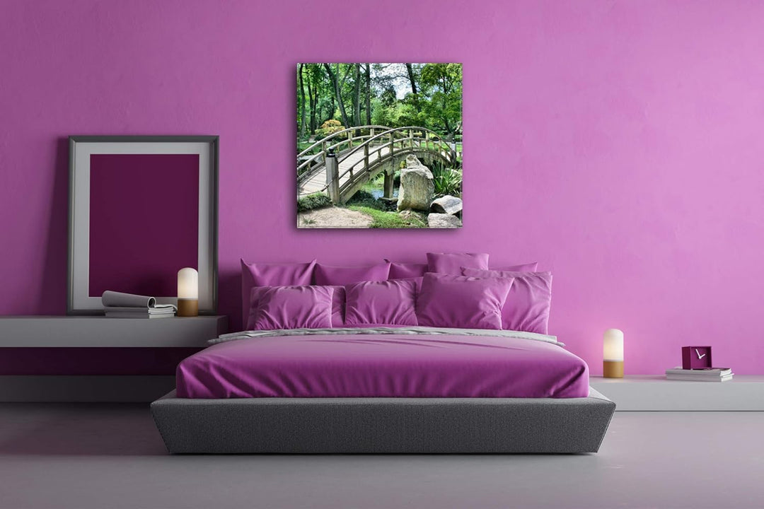 deyoli Japanischer Garten Format: 70x70 als Leinwand, Motiv fertig gerahmt auf Echtholzrahmen, Hochw
