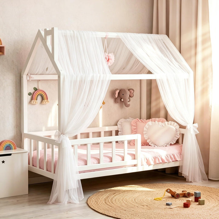 CEWROM Hausbett Himmel Vorhänge 2er Set, Tüll Betthimmel Himmelbett für Hausbett Deko & Himmel für K
