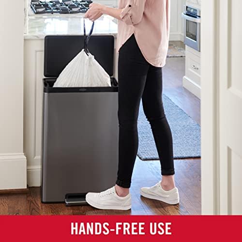 Rubbermaid Edelstahl Metall Step-on Mülleimer für Haus und Küche, anthrazit, 12 Gallonen, 2112520 An