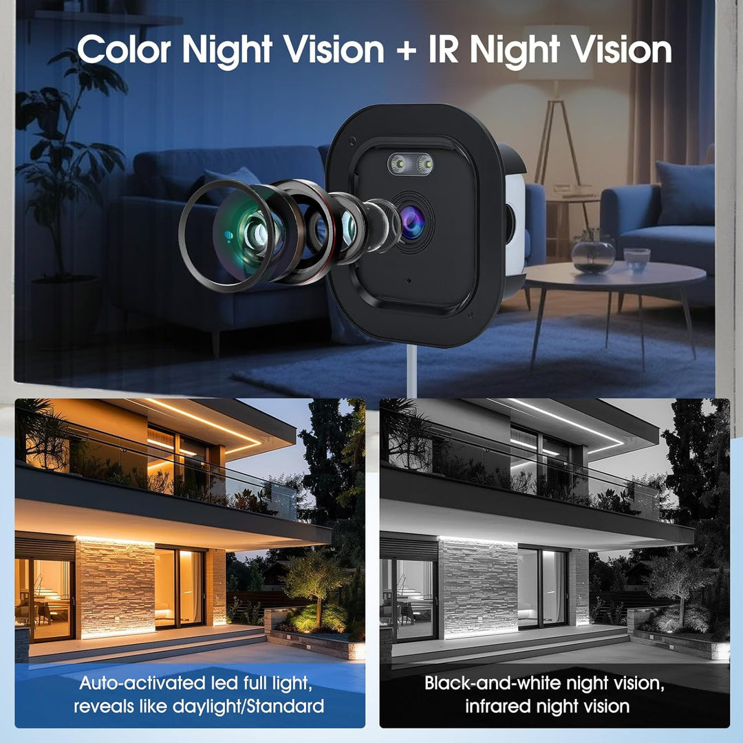 Fensterkamera 2,4 GHz & 5 GHz Dual-Band 3MP 2K WLAN Überwachungskamera Innen mit KI-Farbnachtsicht,