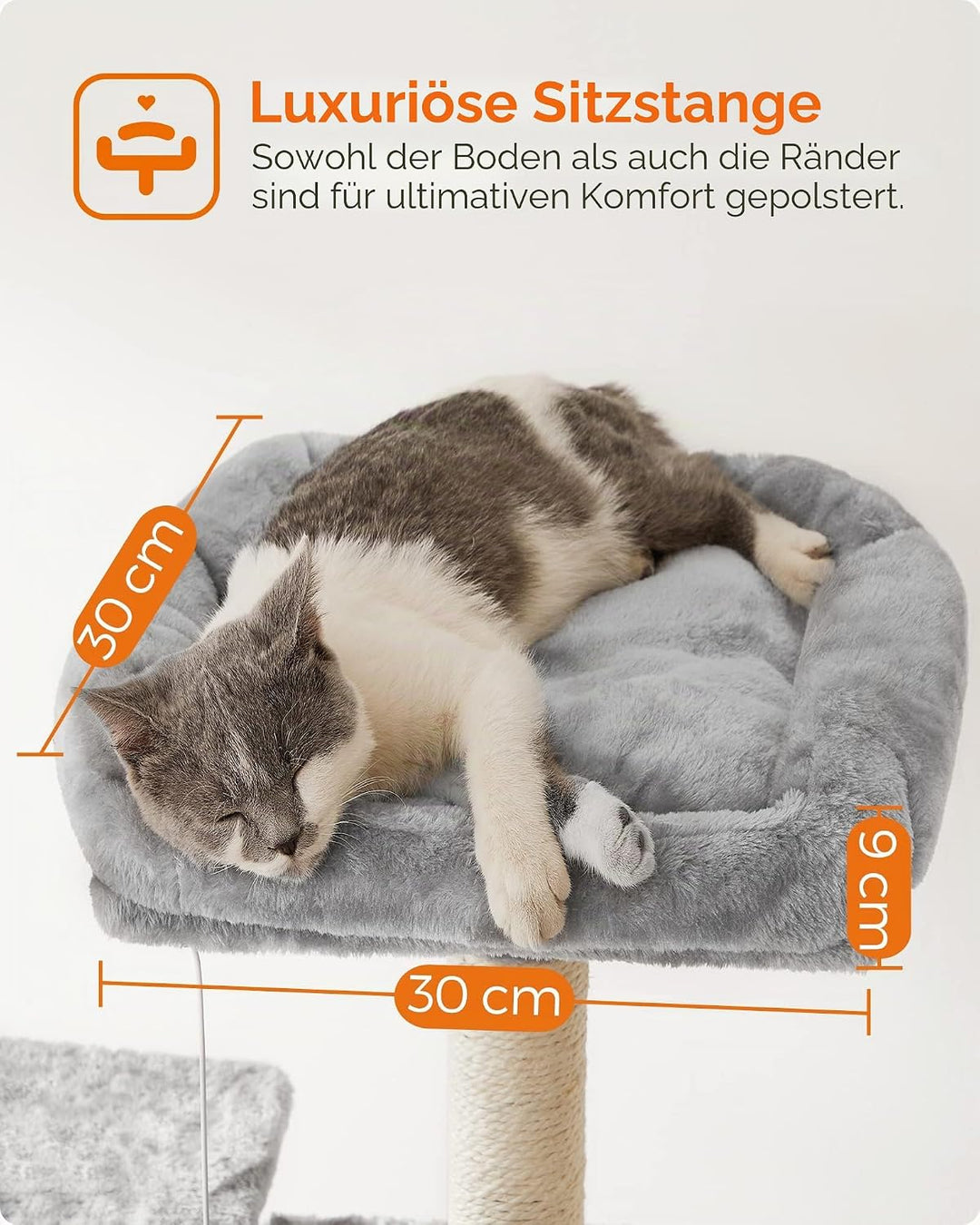 Feandrea Kratzbaum, XXL Katzenbaum, 164 cm, hellgrau PCT087W01, Hellgrau