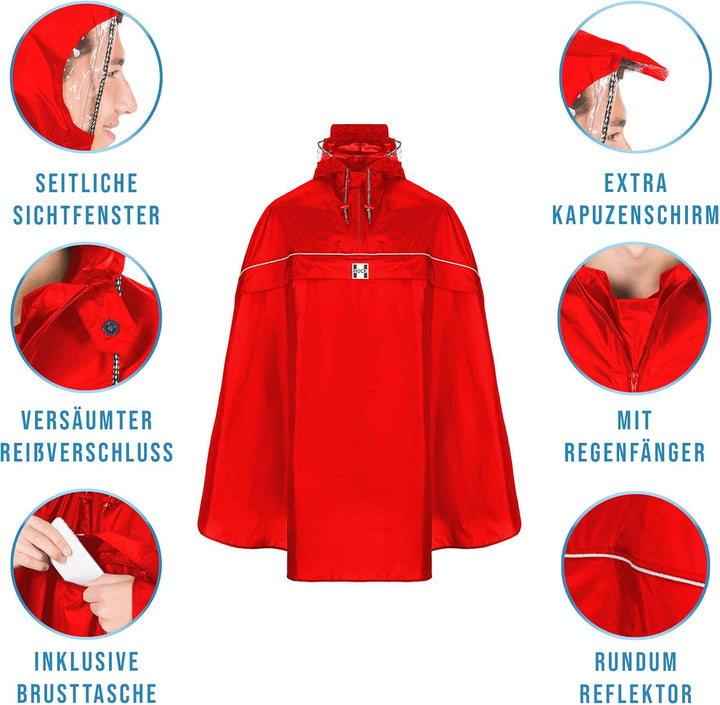 HOCK - DAS ORIGINAL und echter TESTSIEGER* - Fahrrad Regenponcho mit Kapuze - Fahrradponcho Wasserdi