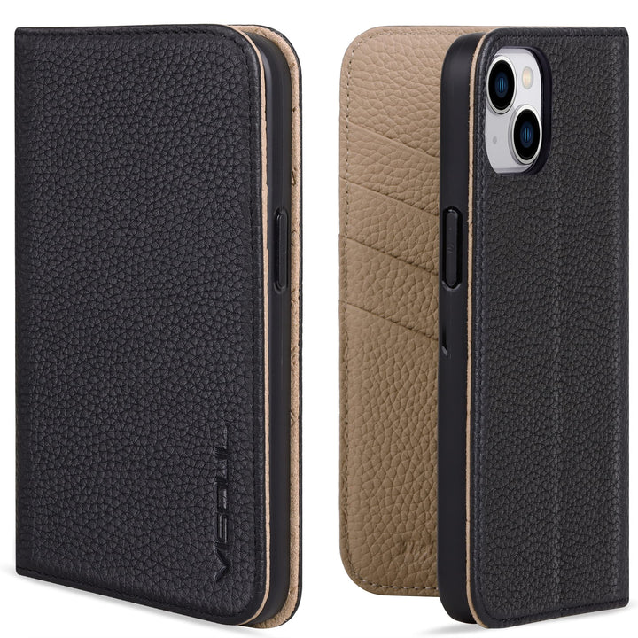VISOUL Hülle für iPhone 14 Plus, Schutzhülle [Erstklassiges Rindsleder] [Schützt vor Stoss] [Kartenf