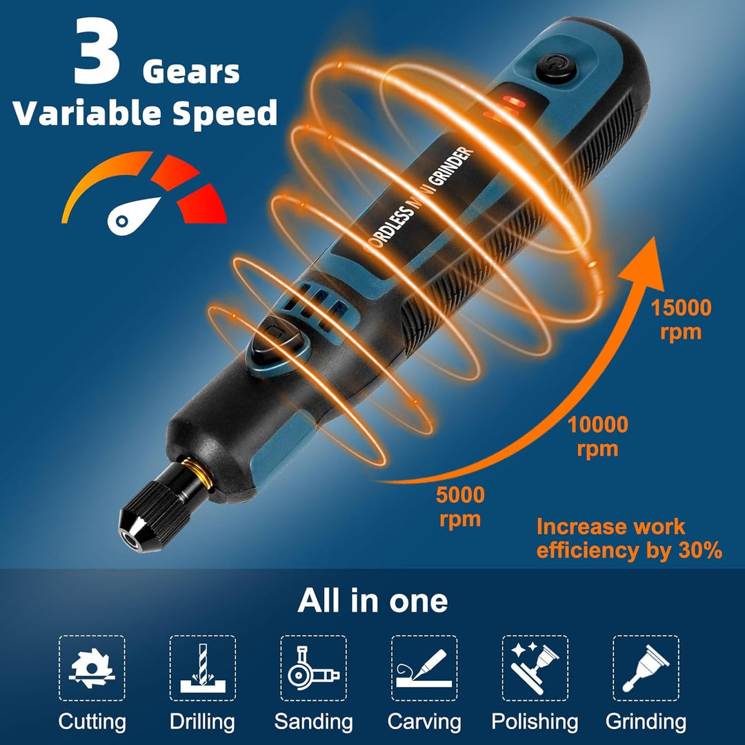 Elektrisches Gravurwerkzeug-Set, 3-Gang-Rotationswerkzeug (max. 15000 U/min), mit 96 Zubehörteilen,