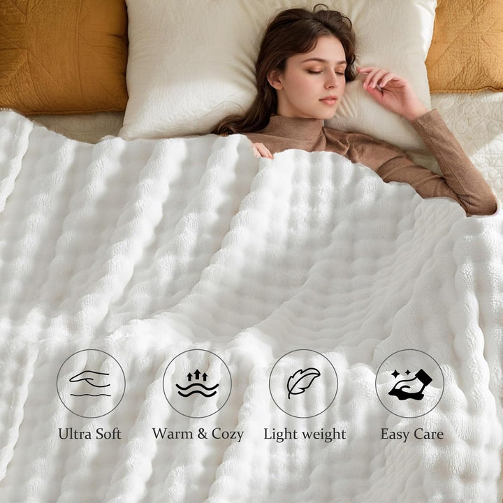 Kuscheldecke Milchsamt Blasen Decke Super Soft Wohndecke Dick 450 G/M² Flanell Decke Couchdecke Warm