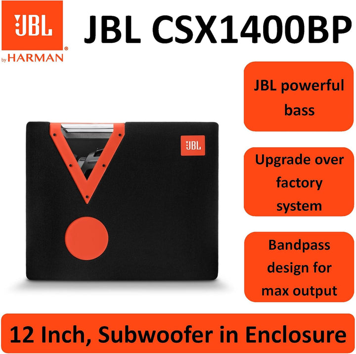 JBL Car CSX-1400BP 12 Zoll (300mm) Auto-Stereoanlage Bandpass Subwoofer mit Acryl-Fenster - Schwarz/