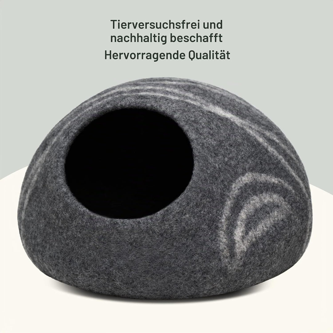 MEOWFIA Katzenbett Höhle – Umweltfreundliche Betten aus 100% Merinowolle für Katzen und Kätzchen (L,