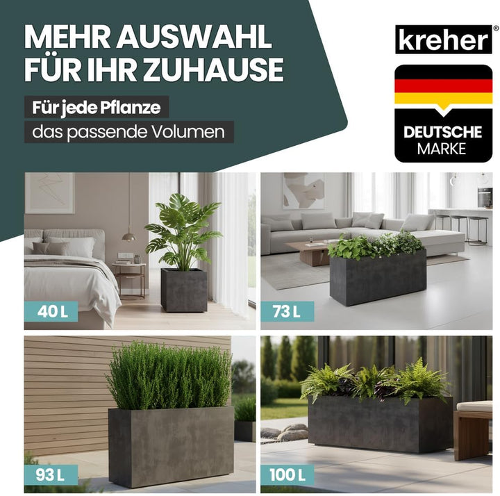 Kreher XL Pflanzkasten Millennium in verschiedenen Formaten und Farben. Tolle Naturstein Optik in Br