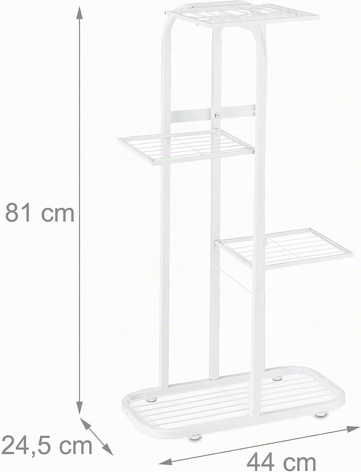Relaxdays Blumentreppe Metall, 4-stufige Blumenetagere, draussen &amp; drinnen, HBT: 81 x 44 x 24,5 cm,