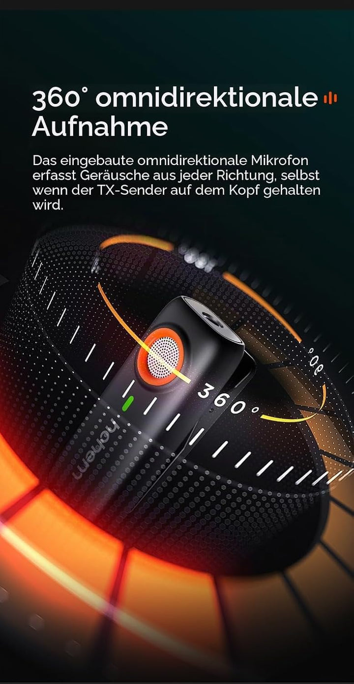 hohem MIC-01 Wireless Lavalier Mikrofon für iPhone iOS, mit Geräuschunterdrückung, MFi-Zertifiziert,