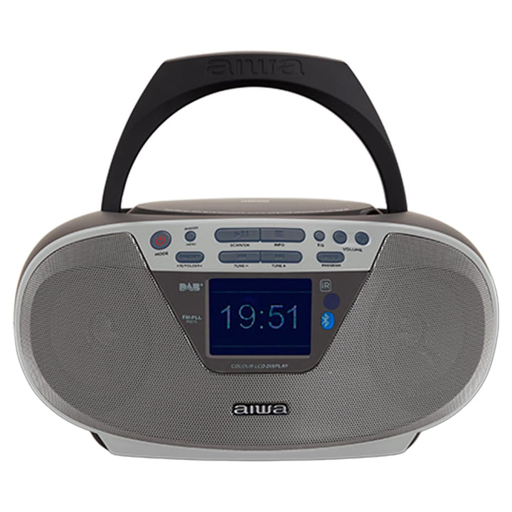 Aiwa BBTU-500DAB/SL DAB+ tragbares CD-Radio mit Farbdisplay, 6,1 cm (2,4 Zoll), Bluetooth 5.0, USB,
