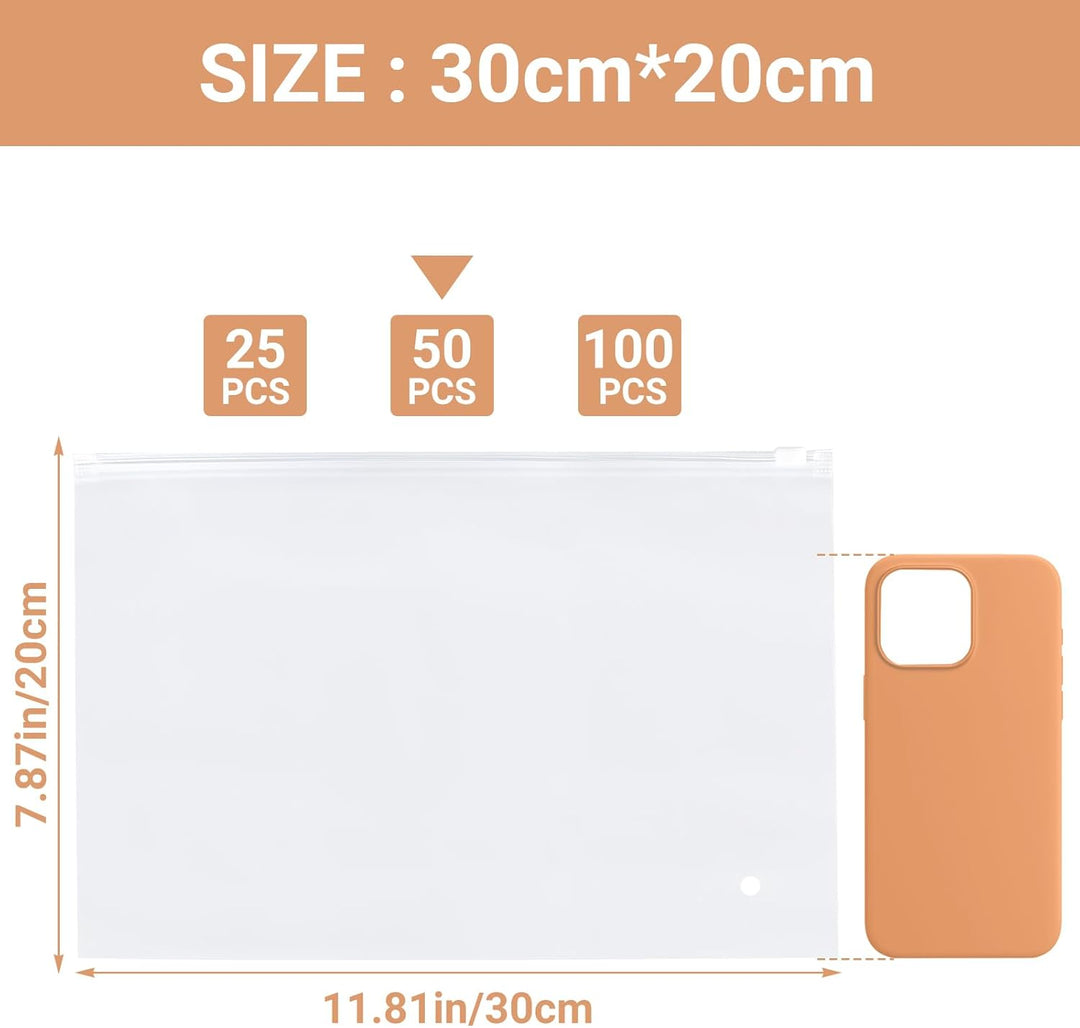 Zip-Beutel Reisetasche, 50 Stück 30 * 20cm Kleiderbeutel, Kleidertaschen Reise Gefrostetem, Zip Beut