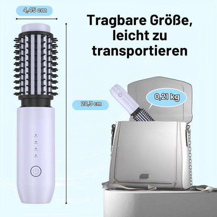 Dricar Kabellose Lockenstabbürste, Tragbare Reise Lockenstab Grosse Locken, 40mm Thermobürste Rundbü