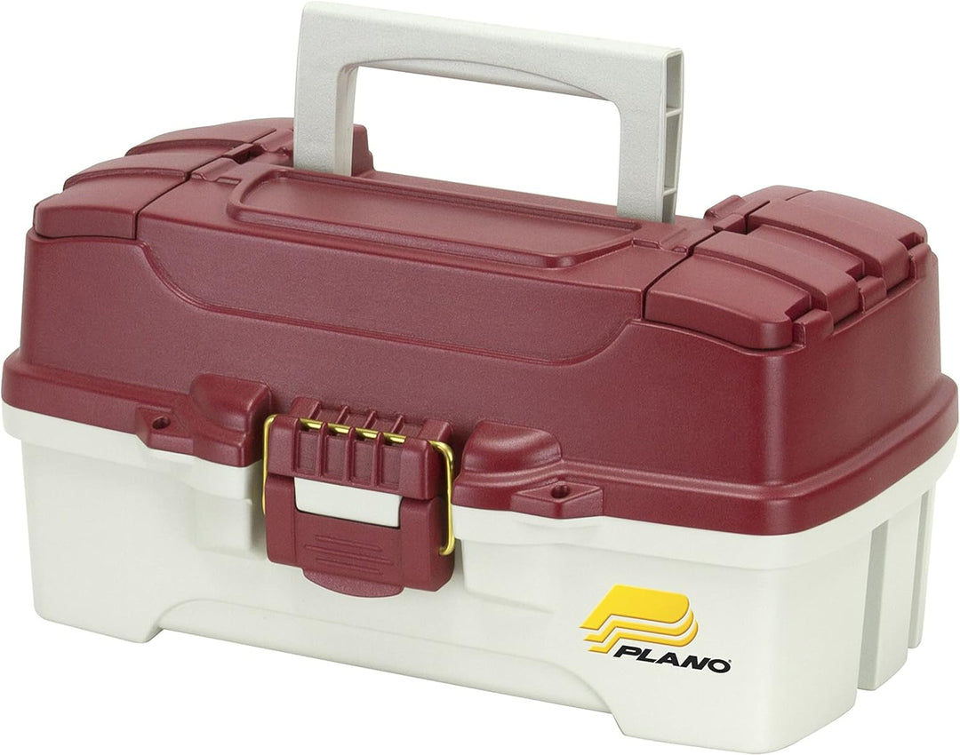 Plano Angelbox mit 1 Ablage mit doppeltem Zugang oben, Rot Metallic/Off White, Premium Tackle Storag