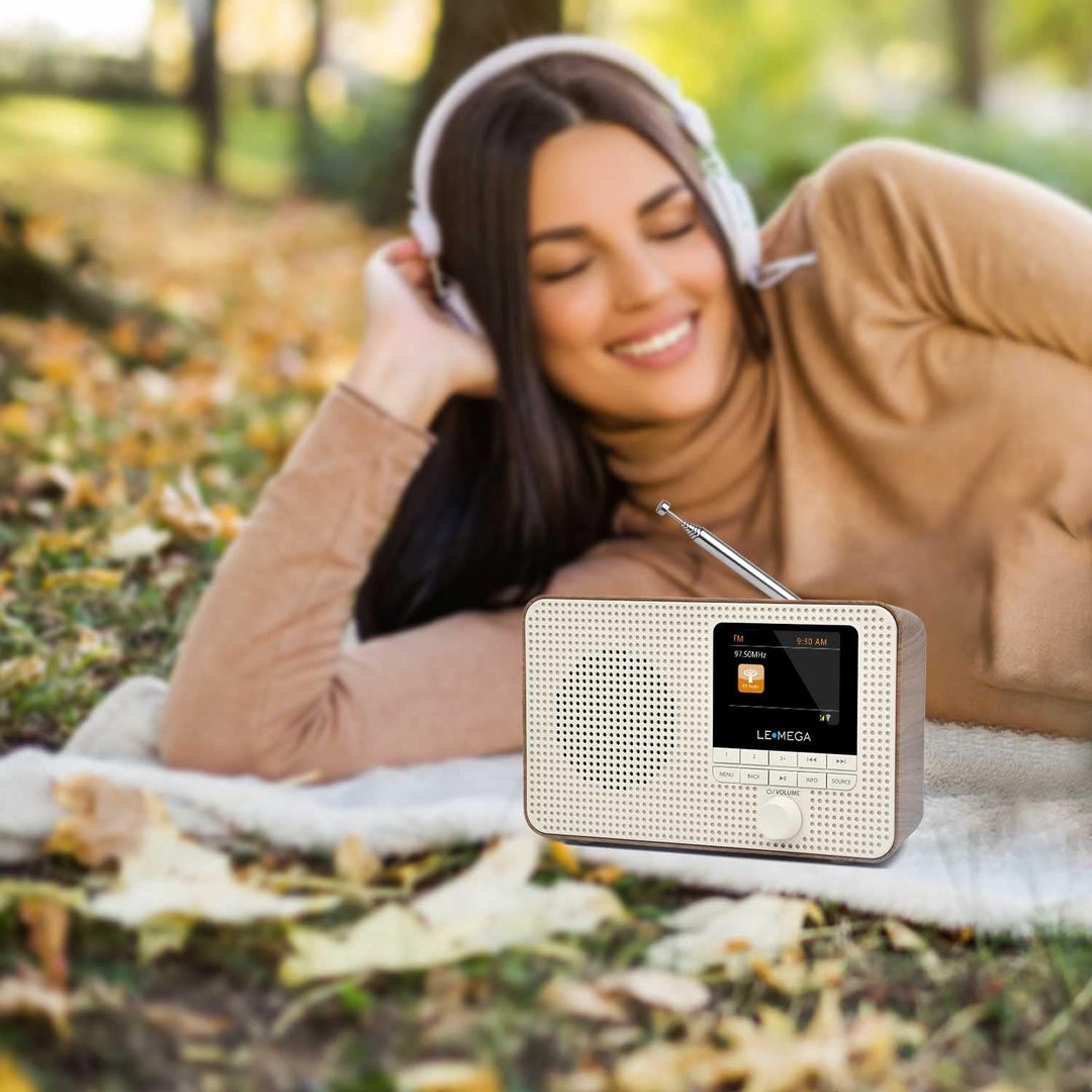 LEMEGA IR1 Tragbares WiFi Internetradio,DAB/DAB+/FM Digitalradio,Bluetooth,Doppelwecker,Schlaf-Snooz