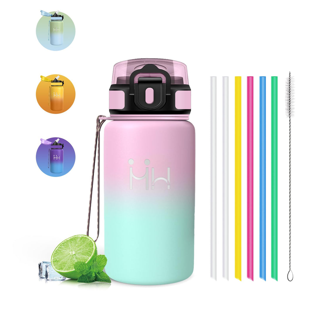 Trinkflasche Edelstahl - Thermosflasche 500ml - Trinkflasche Kinder - Flip Cover Trinkflaschen mit S