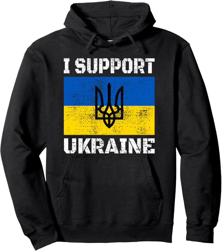 I Support Ukrainische Flagge für Herren und Damen, UKRAINE Pullover Hoodie