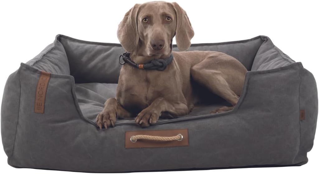 TRIXIE Hundebett BE Nordic Föhr 60x50 cm in dunkelgrau – eckiger Hundekorb für kleine & grosse Hunde