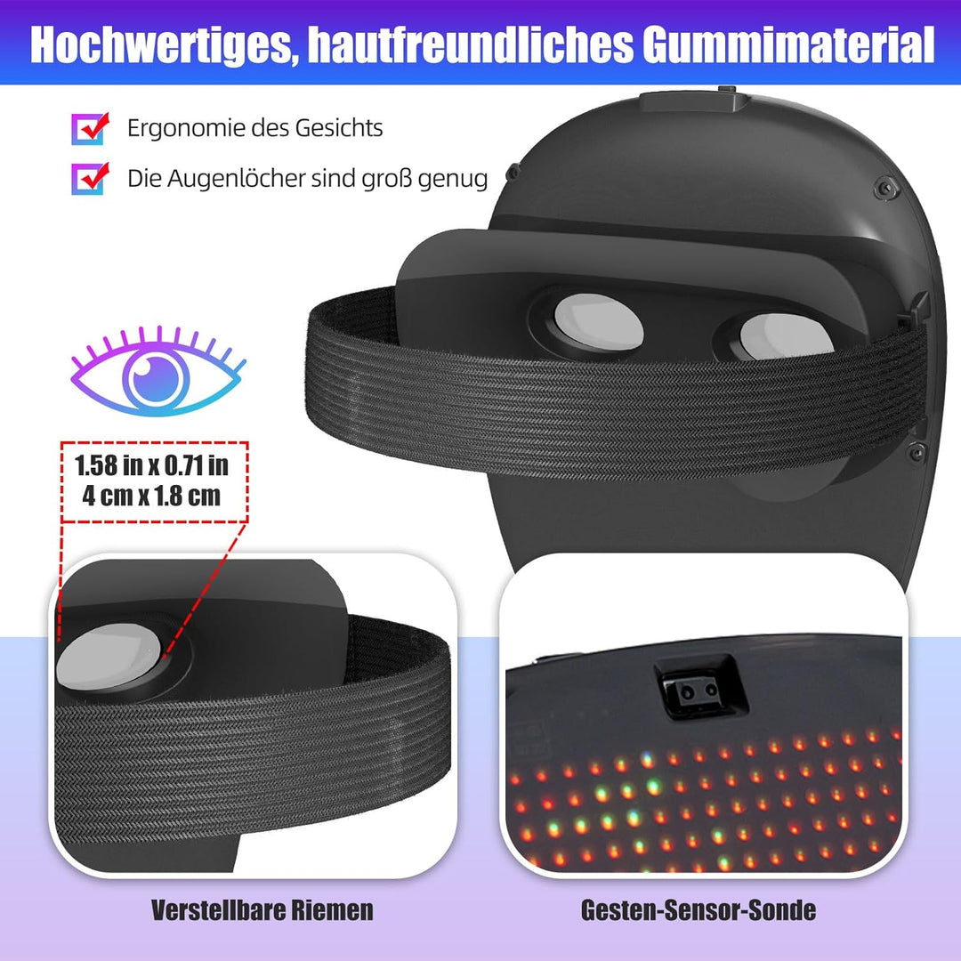 megoo Led Maske mit Bluetooth Programmierbar,Led Masken mit Gestenerkennung,Led Leuchtende Maske für