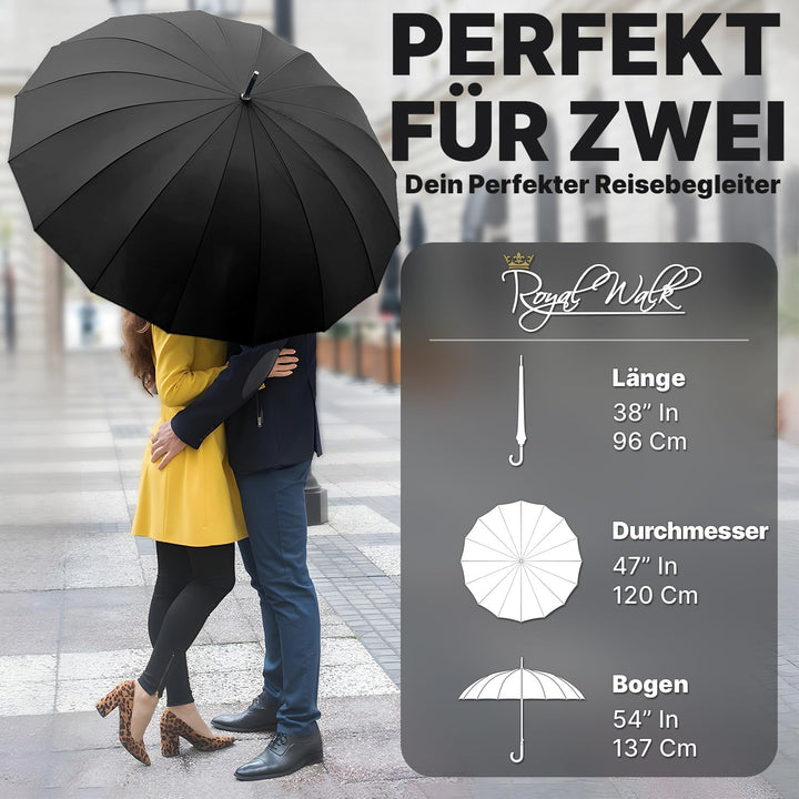 Royal Walk Regenschirm Gross Sturmfest Golf Schirm XXL Stabiler Stockschirm | Grosser Regenschirm fü