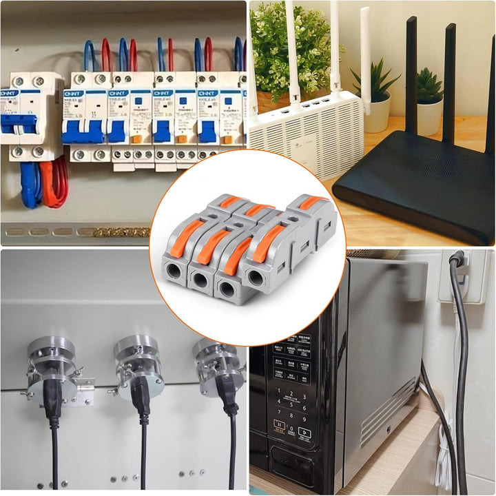 Kabelverbinder, 100 Stück Durchgangsverbinder, SPL-1 Kabelklemmen Elektro, 4mm² Leiter Klemme mit He