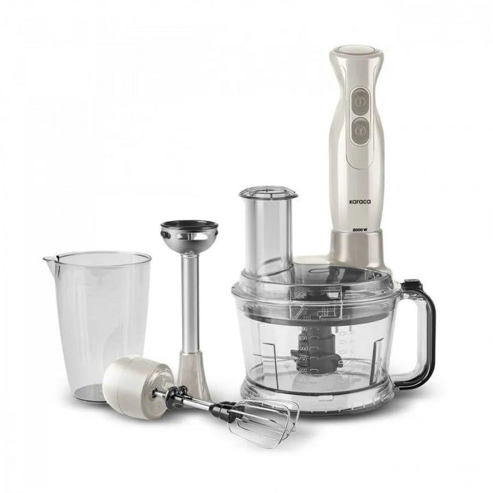 Karaca Pro-Multimax Küchenroboter, Iconic Beige Latte, 2000W - Multifunktionaler Küchenhelfer für ma