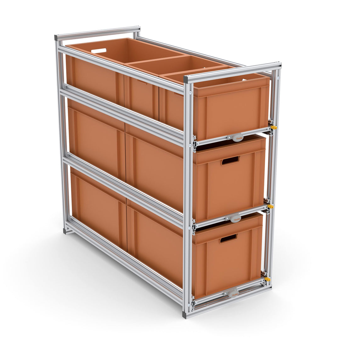 Schubladensystem Wohnmobil 120 cm - Heckgarage Schublade für Euroboxen 60x40 und 30x40, 2-4 Ebenen,