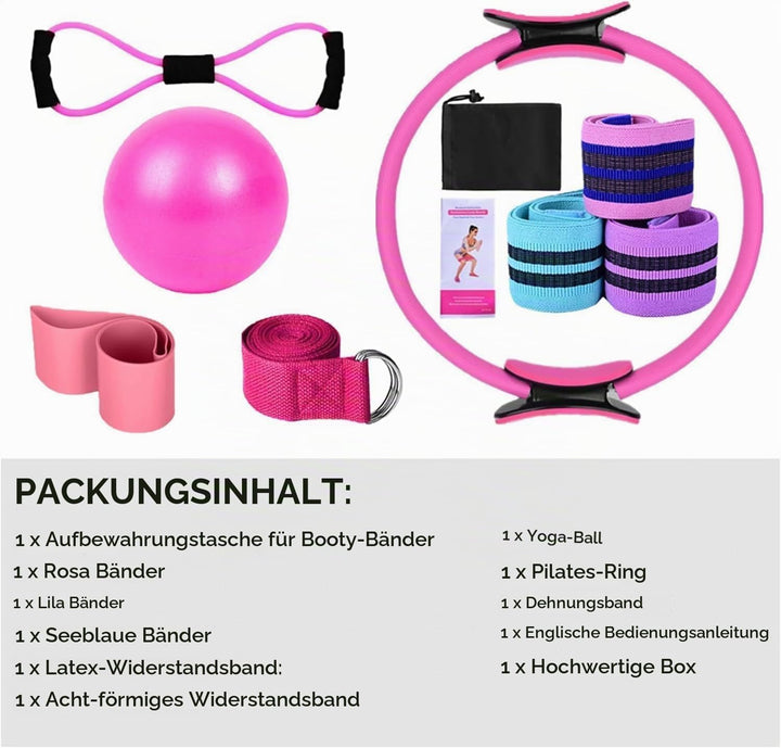 HoldOneLight Essential Pilates Workout Kit für Frauen - Enthält Pilates Ring, 25cm Yoga Ball, Booty